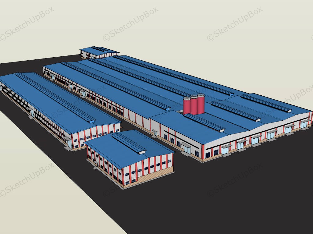 Light Steel Workshop And Warehouse sketchup model preview - SketchupBox