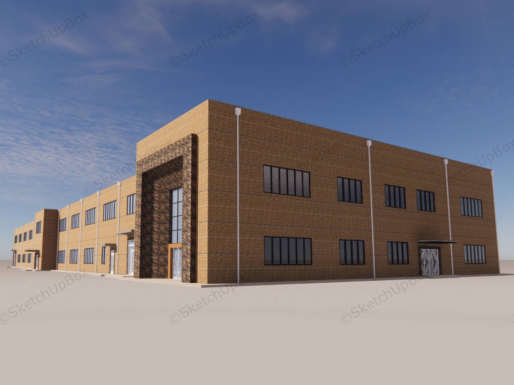 Light Industrial Building sketchup model preview - SketchupBox