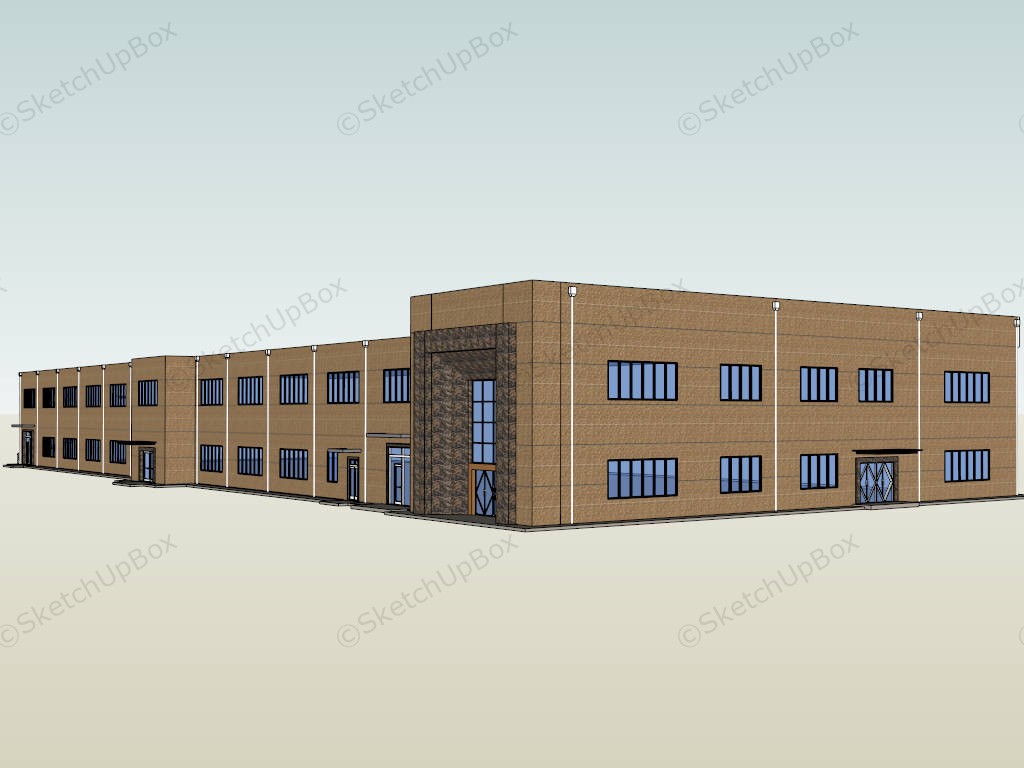 Light Industrial Building sketchup model preview - SketchupBox