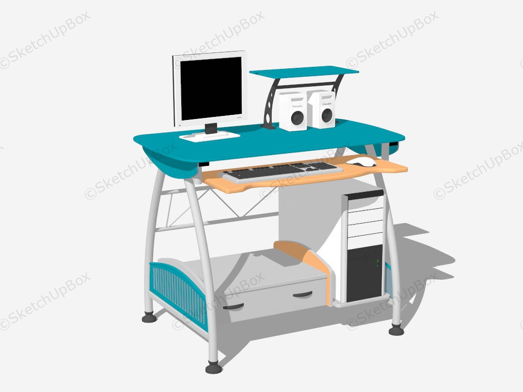 Home Office Computer Desk With Keyboard Tray sketchup model preview - SketchupBox