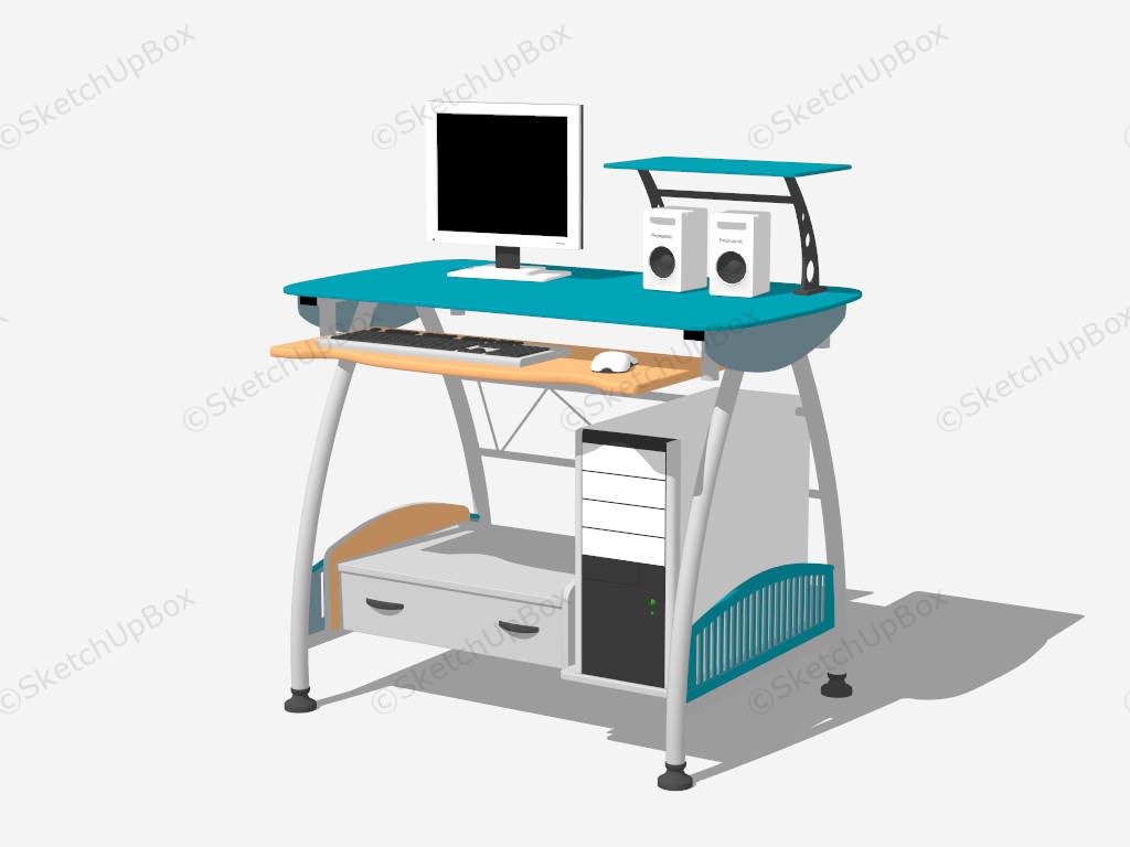 Home Office Computer Desk With Keyboard Tray sketchup model preview - SketchupBox