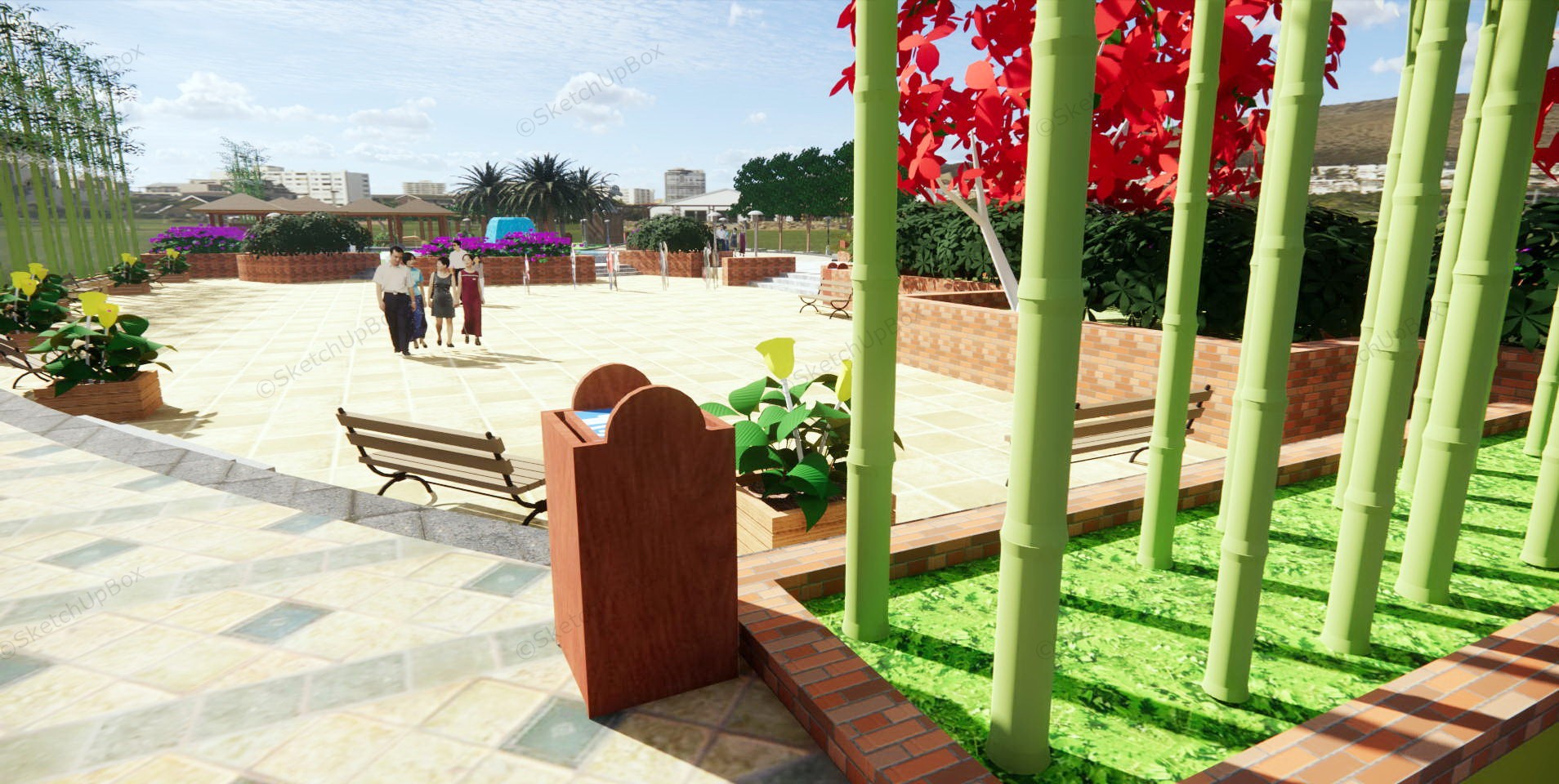 Street Garden Park Idea sketchup model preview - SketchupBox