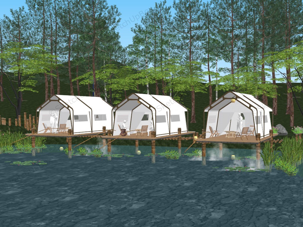 Fishing Park Landscape sketchup model preview - SketchupBox