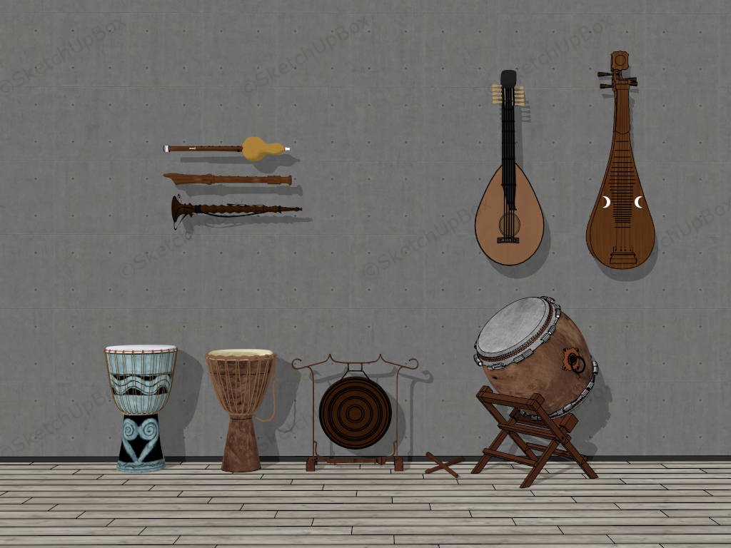 Musical Instruments Collection sketchup model preview - SketchupBox
