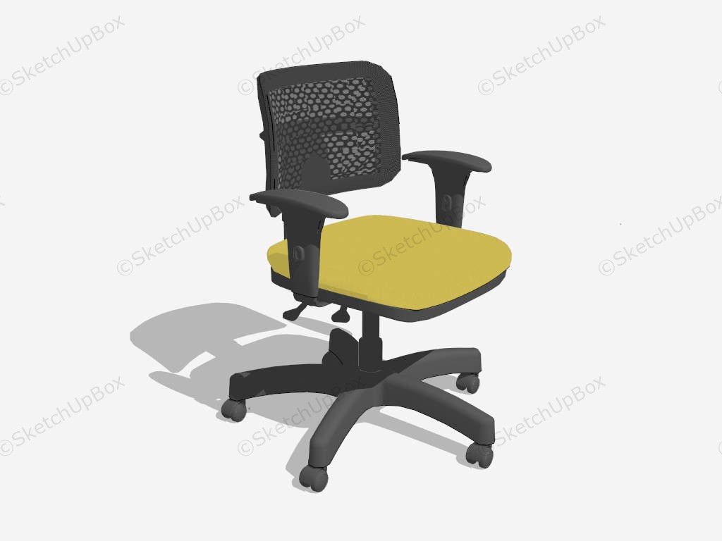 Yellow And Black Mesh Chair sketchup model preview - SketchupBox