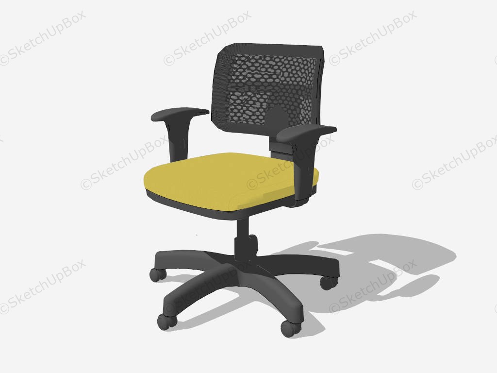Yellow And Black Mesh Chair sketchup model preview - SketchupBox