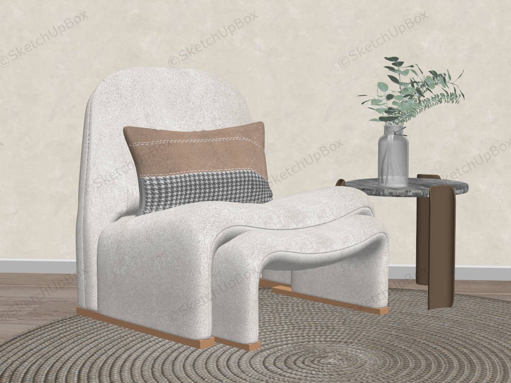 Accent Chair With Nesting Ottoman sketchup model preview - SketchupBox