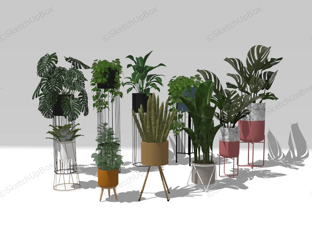 Metal Plant Stands Collection sketchup model preview - SketchupBox