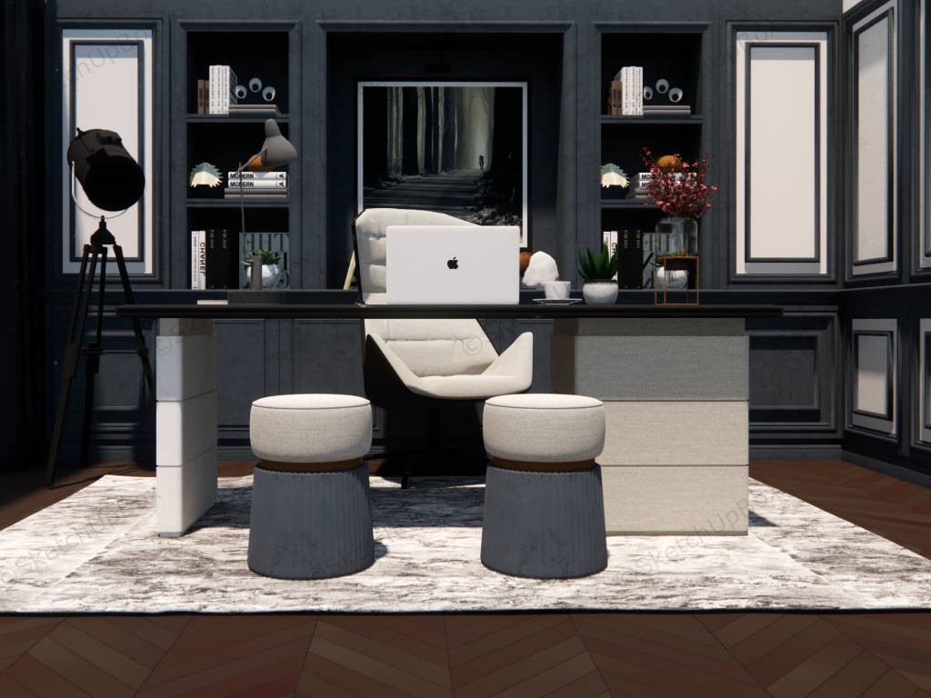 Elegant Home Office Idea sketchup model preview - SketchupBox