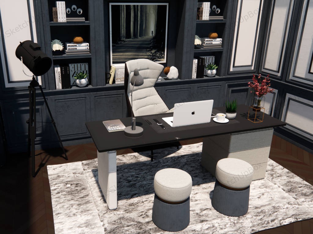 Elegant Home Office Idea sketchup model preview - SketchupBox