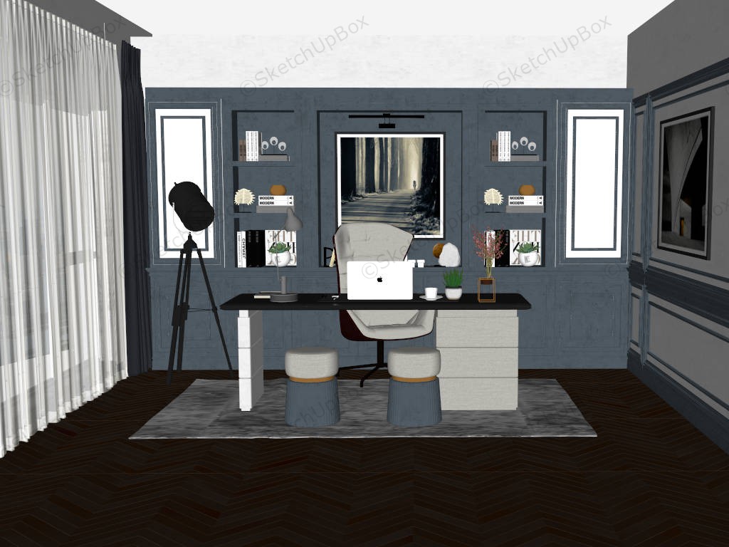 Elegant Home Office Idea sketchup model preview - SketchupBox