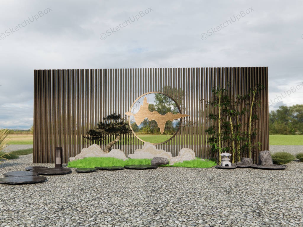 Japanese Rock Garden Landscaping sketchup model preview - SketchupBox