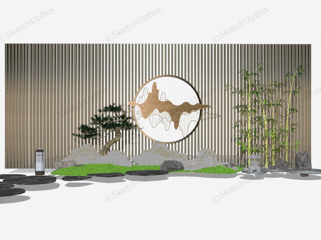 Japanese Rock Garden Landscaping sketchup model preview - SketchupBox
