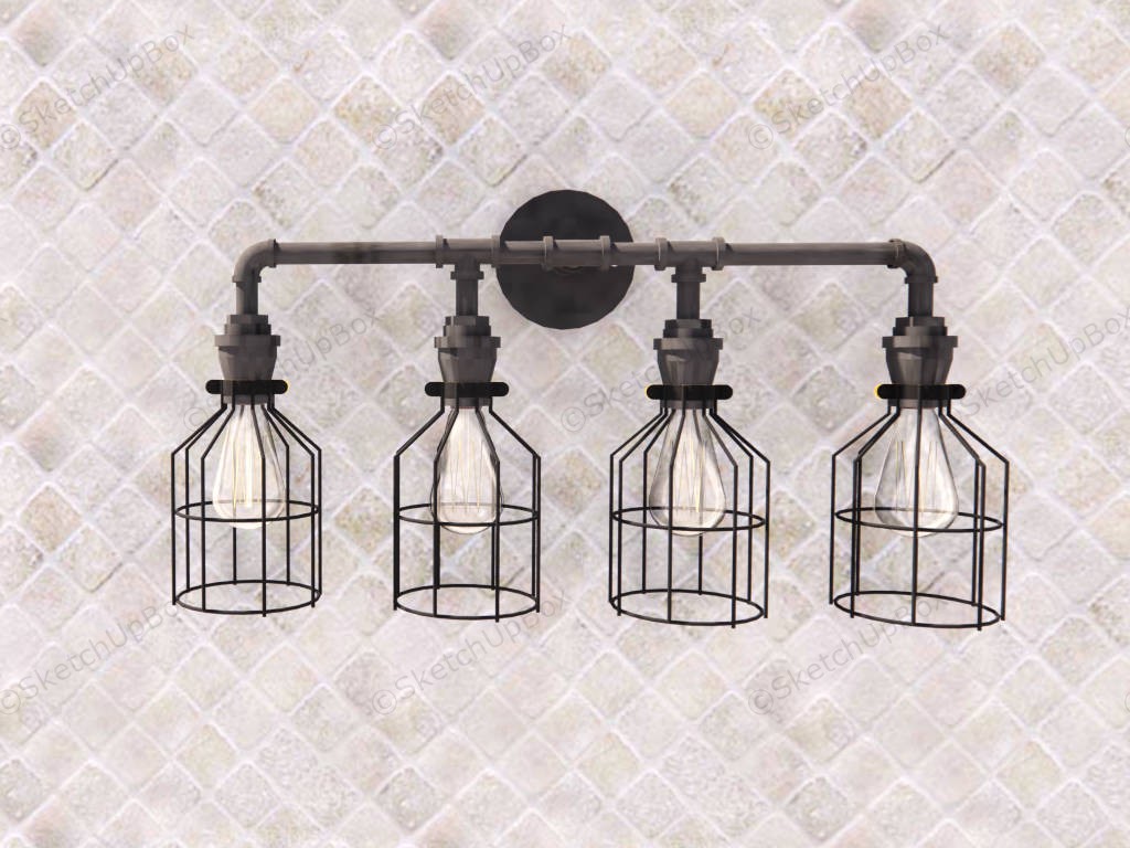 Industrial Pipe Wall Sconce sketchup model preview - SketchupBox