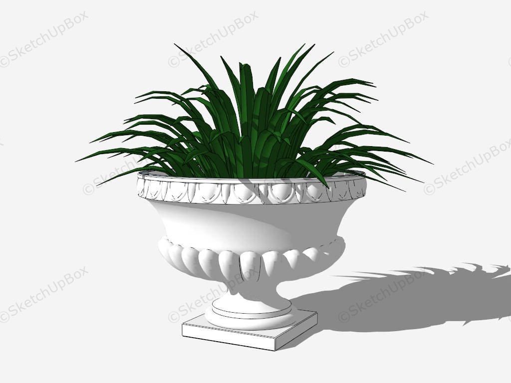 Large White Urn Planter sketchup model preview - SketchupBox