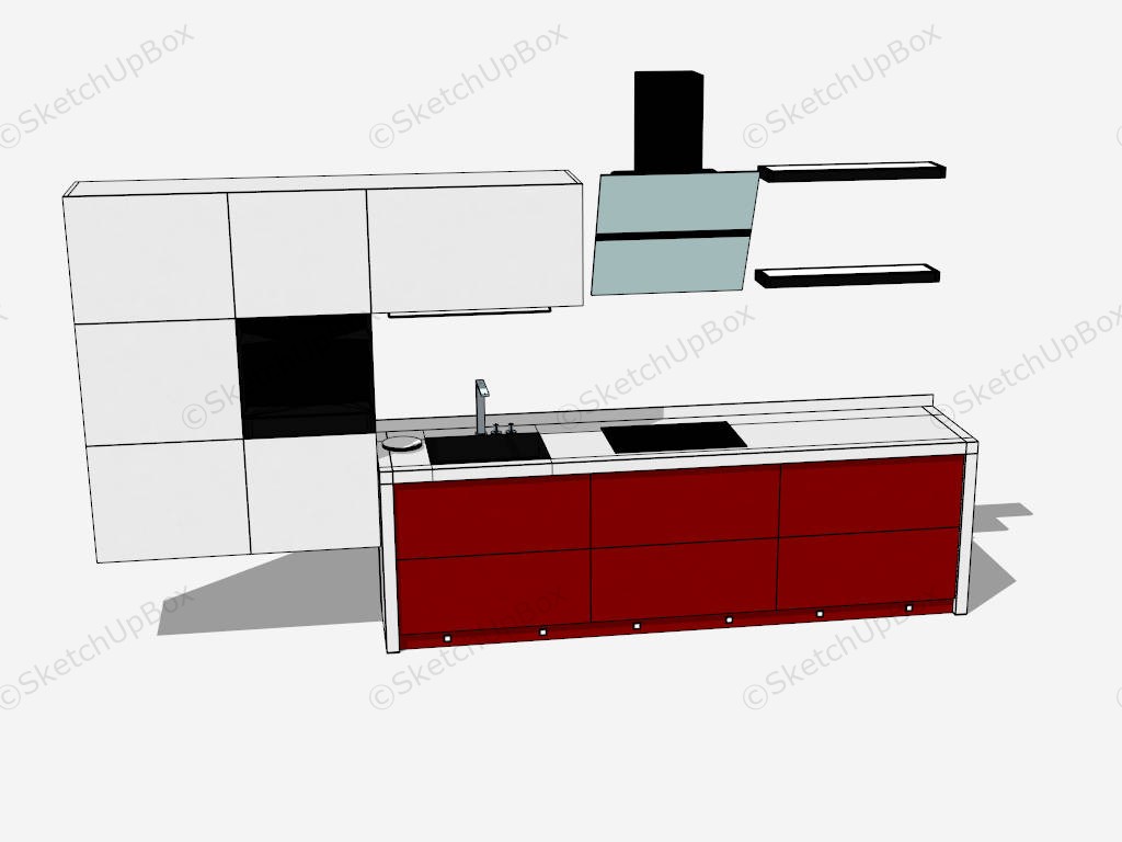 Red And White Kitchen Cabinets sketchup model preview - SketchupBox