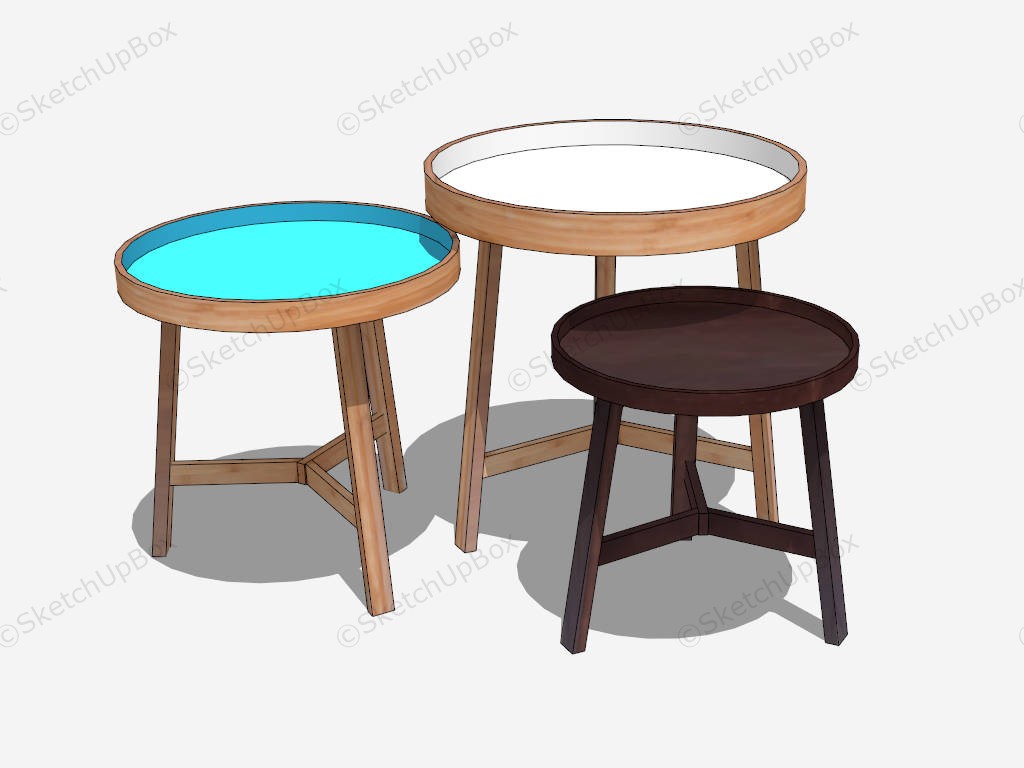 Round Nesting Coffee Table Set sketchup model preview - SketchupBox