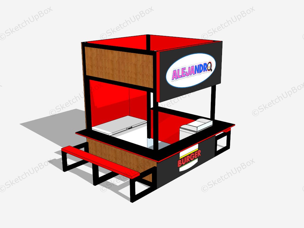 Indoor Food Kiosk Stand sketchup model preview - SketchupBox