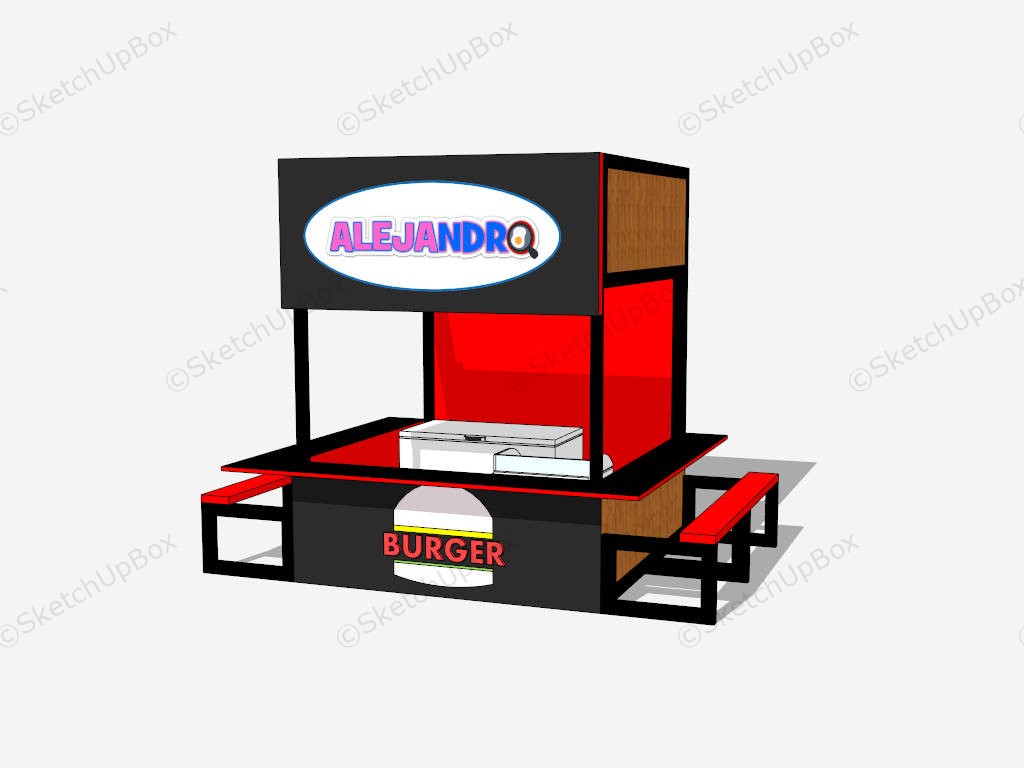 Indoor Food Kiosk Stand sketchup model preview - SketchupBox