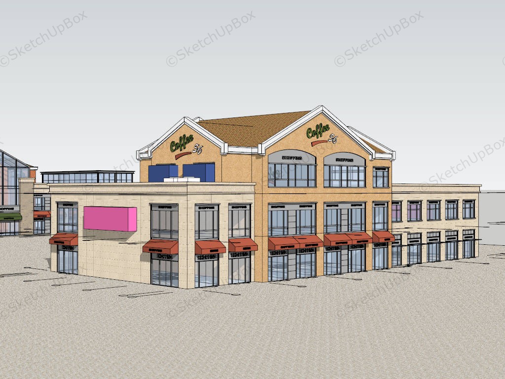 Small Town Commercial Center sketchup model preview - SketchupBox