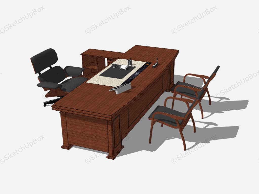 Executive Office Desk And Chairs sketchup model preview - SketchupBox