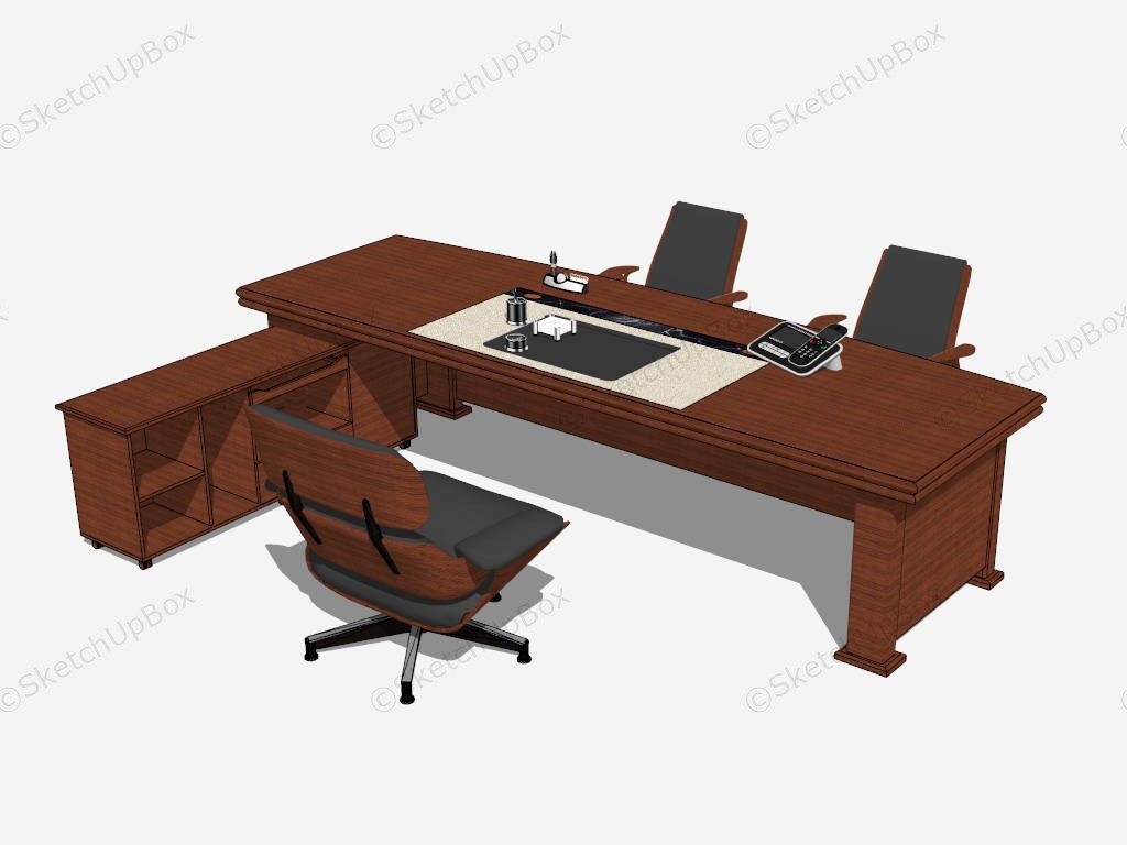 Executive Office Desk And Chairs sketchup model preview - SketchupBox