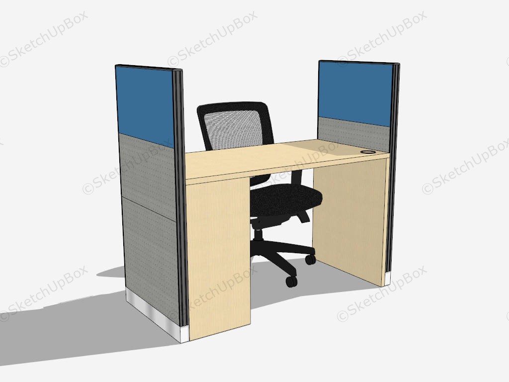 Library Computer Privacy Desk sketchup model preview - SketchupBox