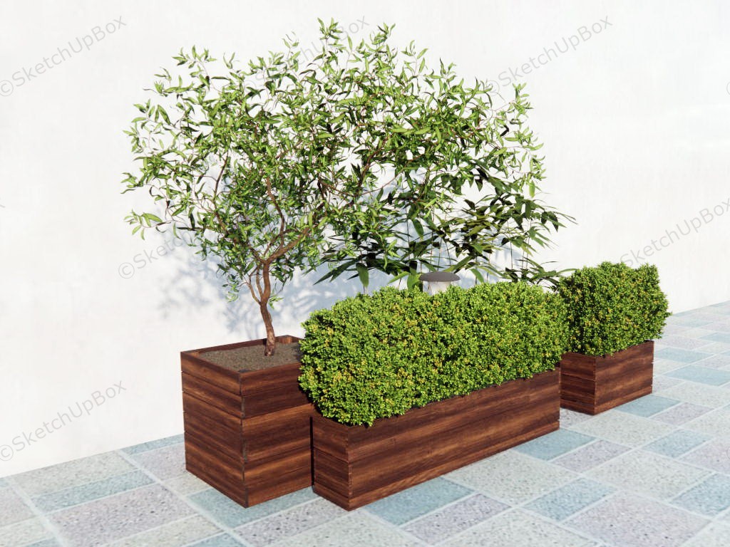 Wooden Raised Planters sketchup model preview - SketchupBox