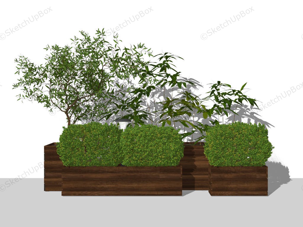 Wooden Raised Planters sketchup model preview - SketchupBox