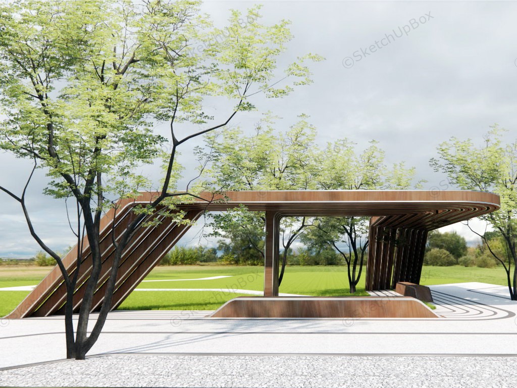 Pergola With Bench Designs sketchup model preview - SketchupBox