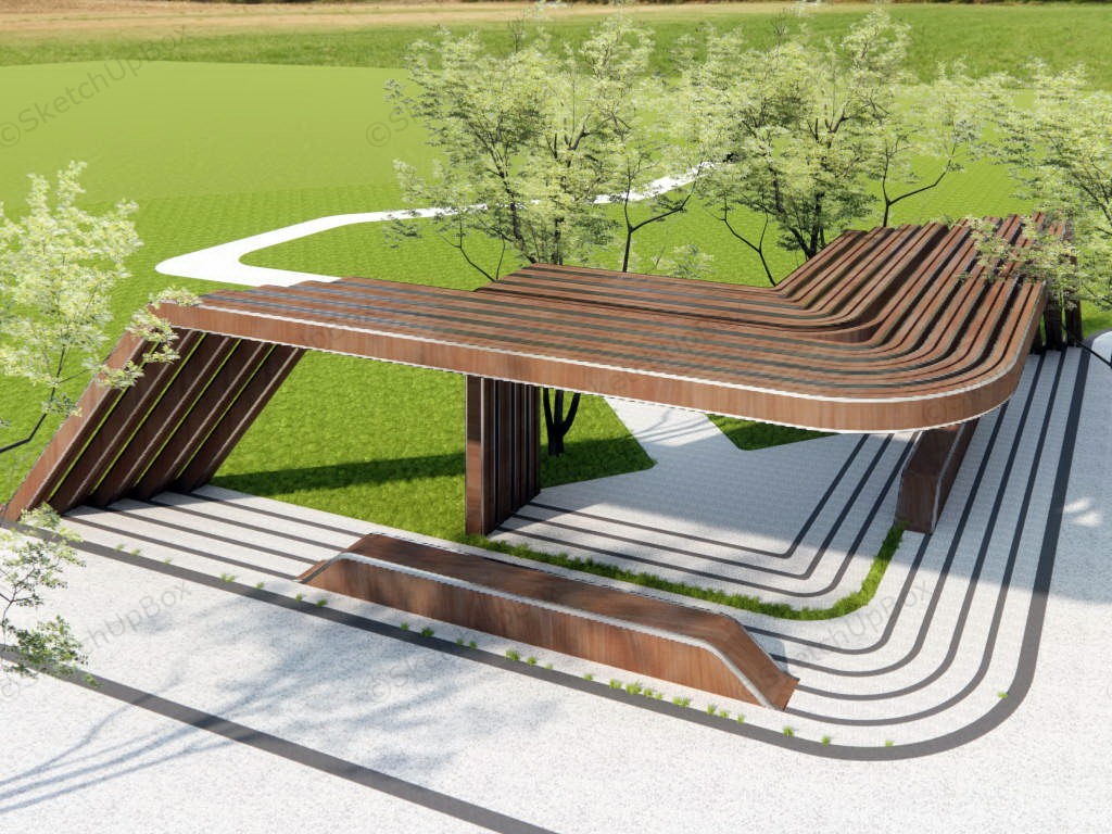 Pergola With Bench Designs sketchup model preview - SketchupBox