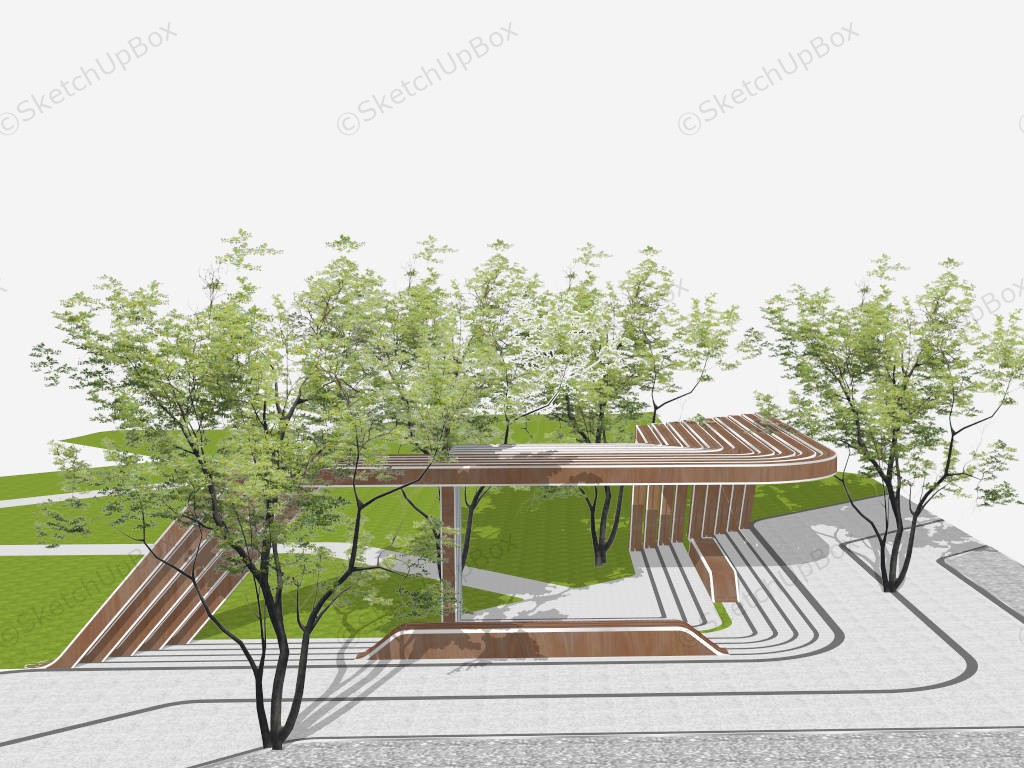 Pergola With Bench Designs sketchup model preview - SketchupBox