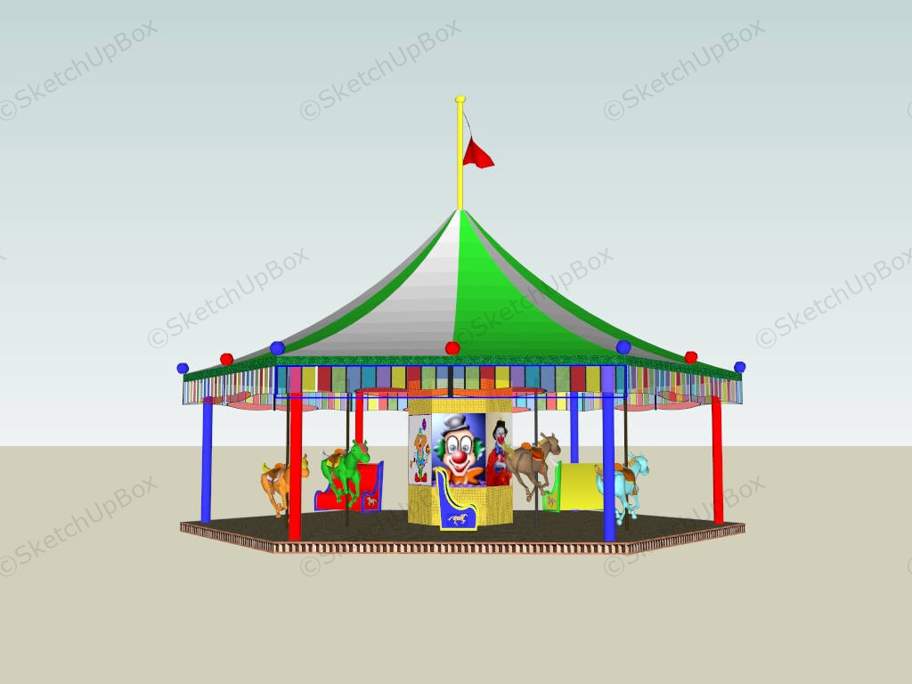 Carousel With Circus Tent sketchup model preview - SketchupBox