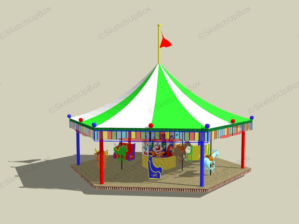 Carousel With Circus Tent sketchup model preview - SketchupBox