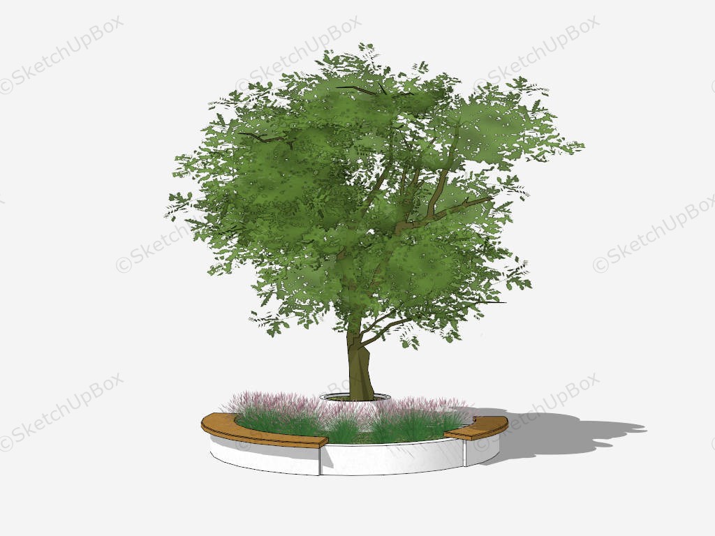 Tree Surround With Bench Idea sketchup model preview - SketchupBox