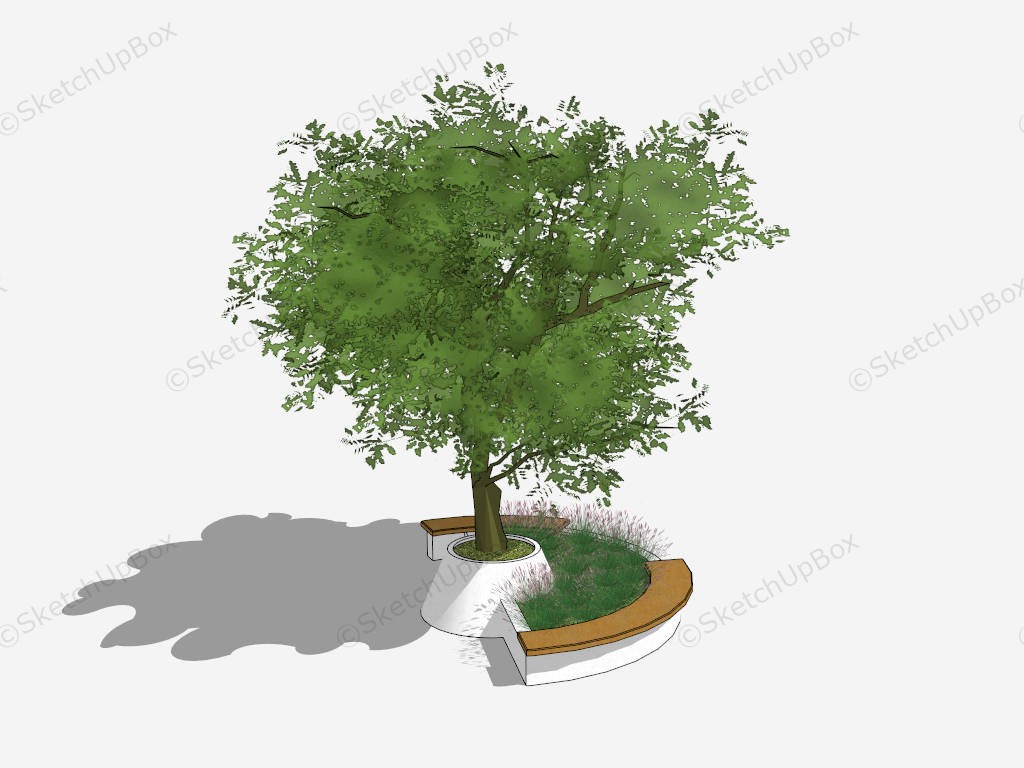 Tree Surround With Bench Idea sketchup model preview - SketchupBox