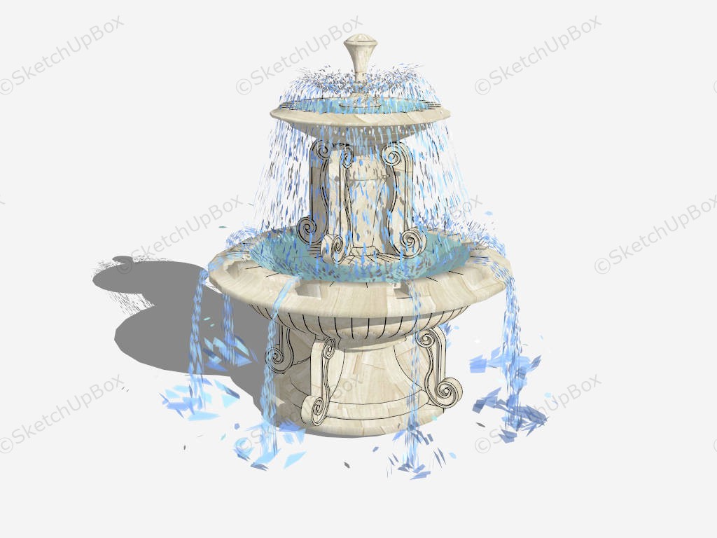 Large Tiered Outdoor Water Fountain sketchup model preview - SketchupBox