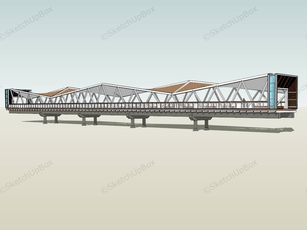 Pedestrian Bridge With Roof sketchup model preview - SketchupBox