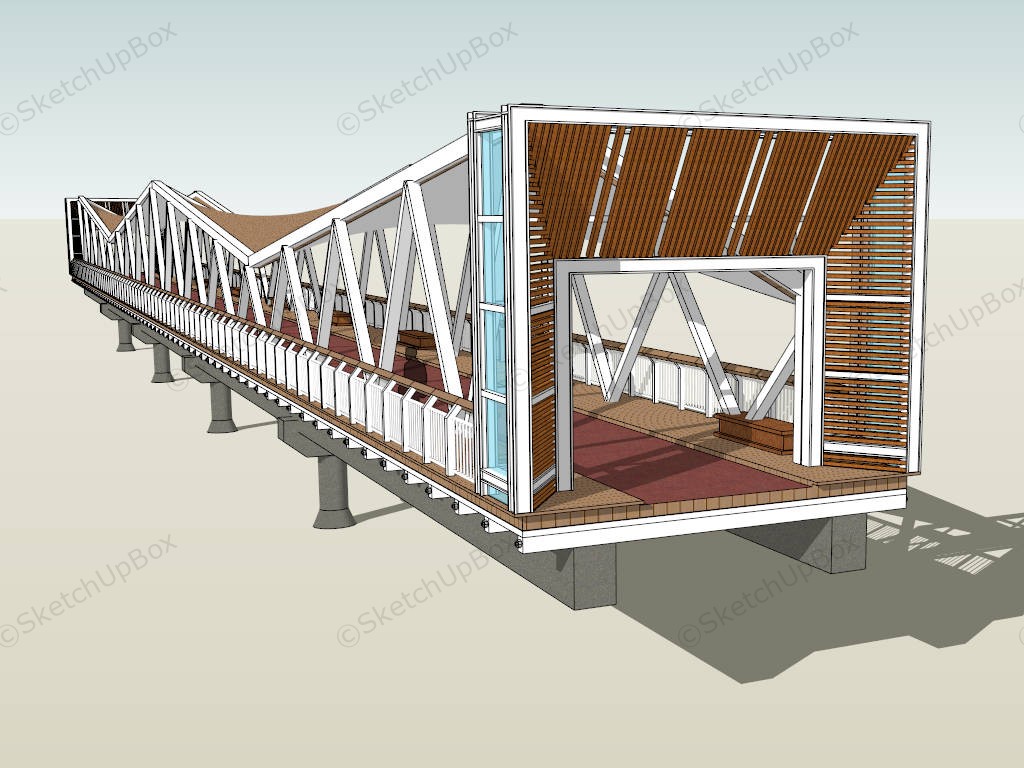 Pedestrian Bridge With Roof sketchup model preview - SketchupBox