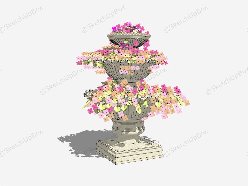 3 Tier Pedestal Urn Planter sketchup model preview - SketchupBox