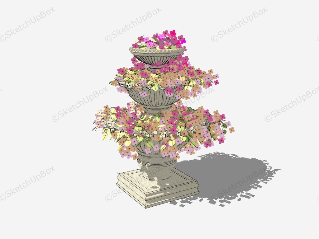 3 Tier Pedestal Urn Planter sketchup model preview - SketchupBox