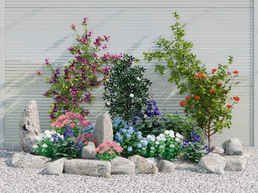 Rock Flower Bed Landscaping sketchup model preview - SketchupBox