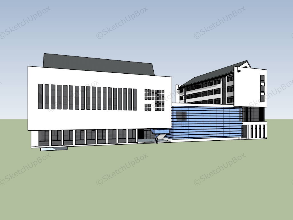 Modern School Building Design sketchup model preview - SketchupBox