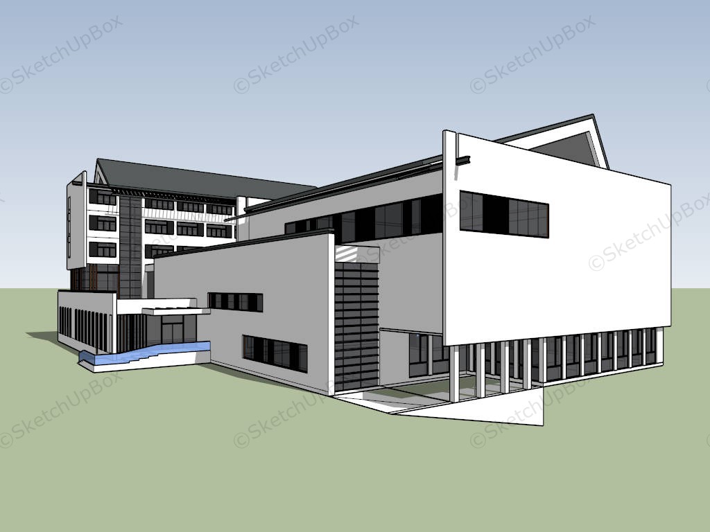 Modern School Building Design sketchup model preview - SketchupBox