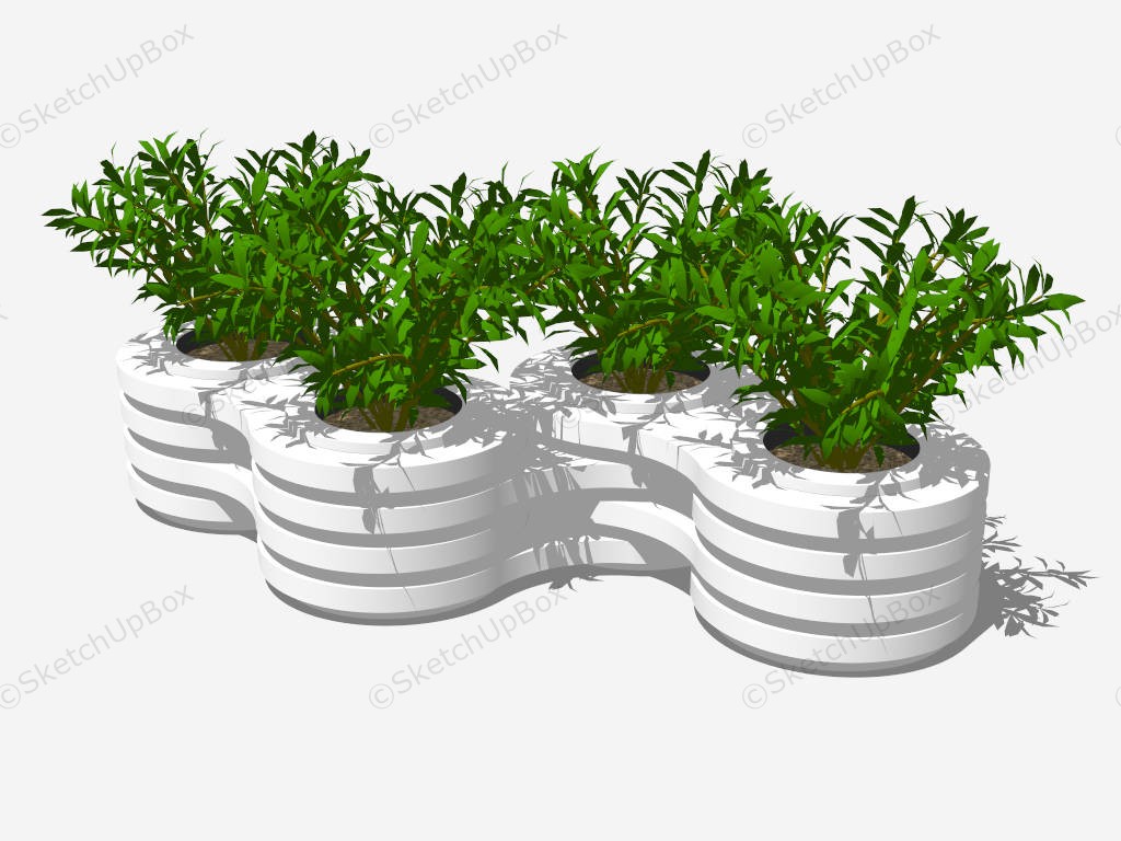 White Raised Planter Bed Design sketchup model preview - SketchupBox