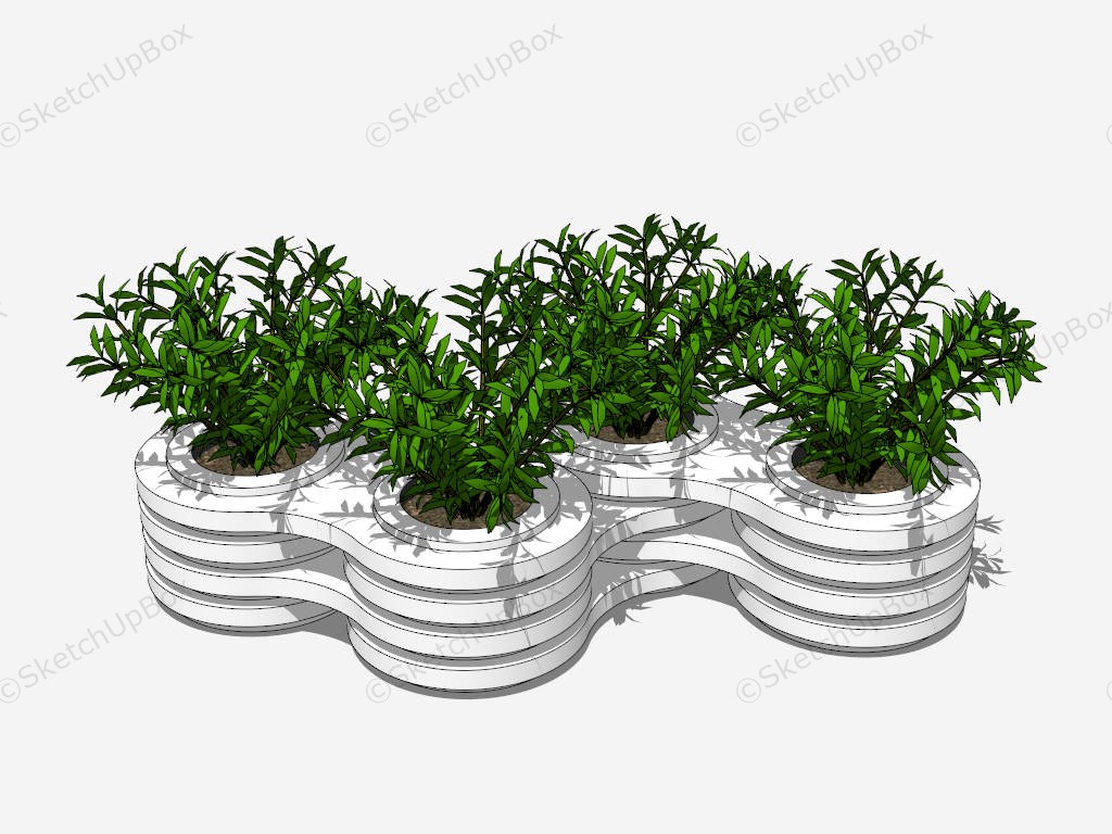 White Raised Planter Bed Design sketchup model preview - SketchupBox