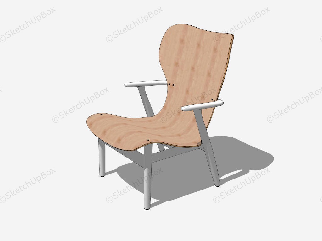 Wood Wingback Armchair sketchup model preview - SketchupBox