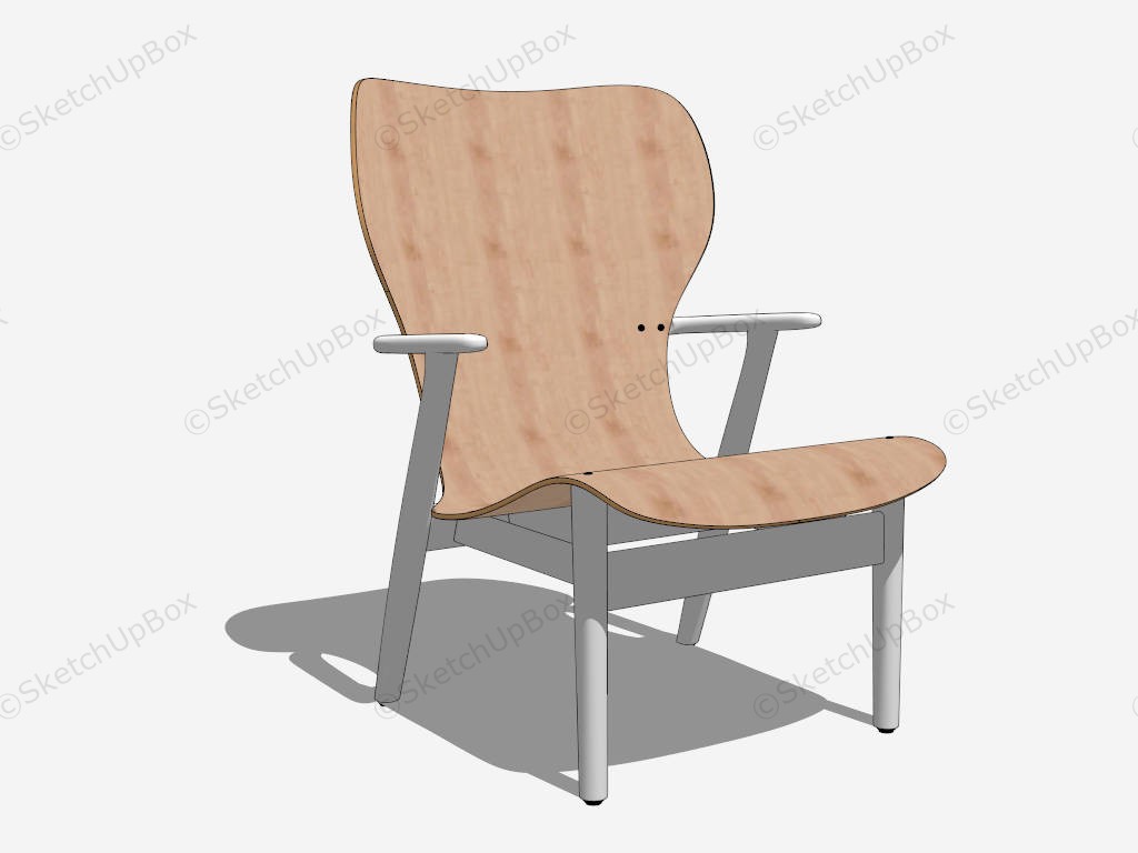 Wood Wingback Armchair sketchup model preview - SketchupBox