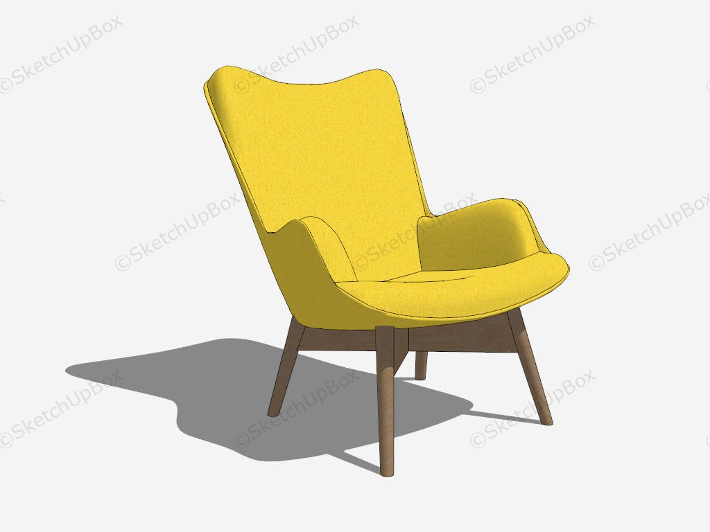 Lemon Yellow Recliner Accent Chair sketchup model preview - SketchupBox