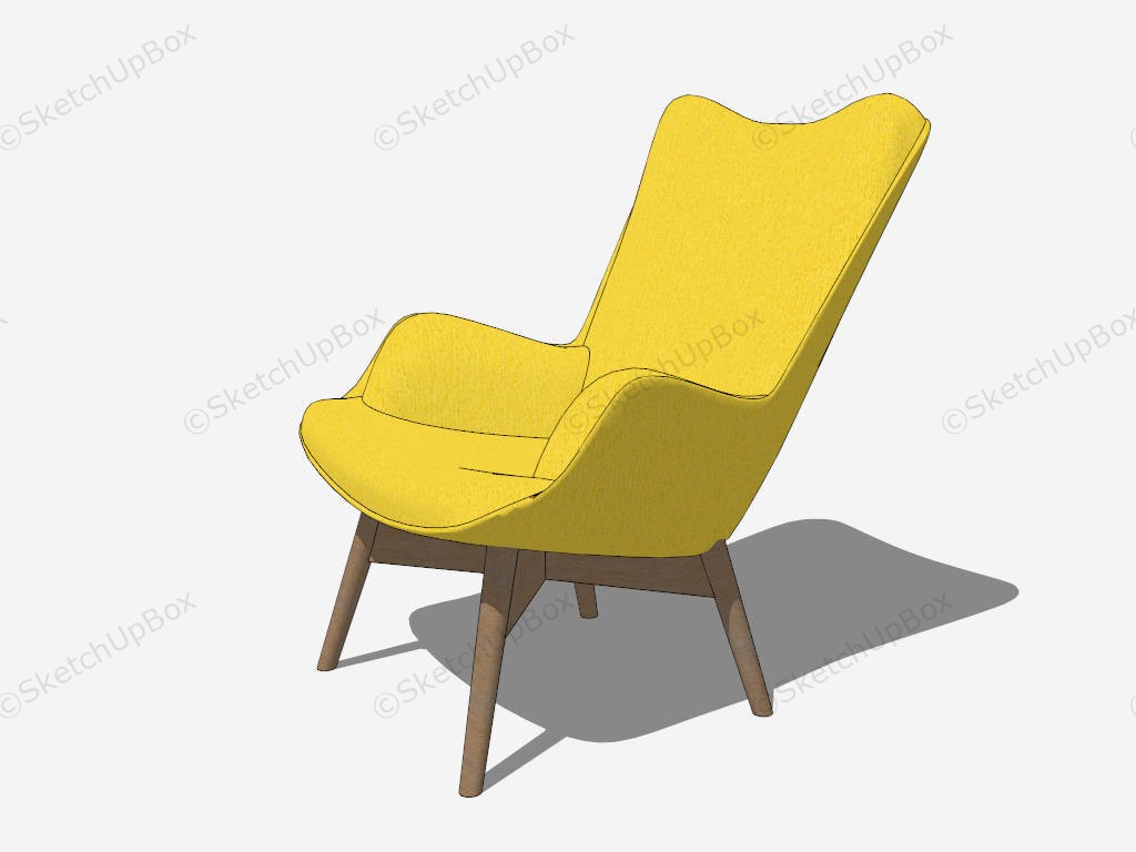 Lemon Yellow Recliner Accent Chair sketchup model preview - SketchupBox
